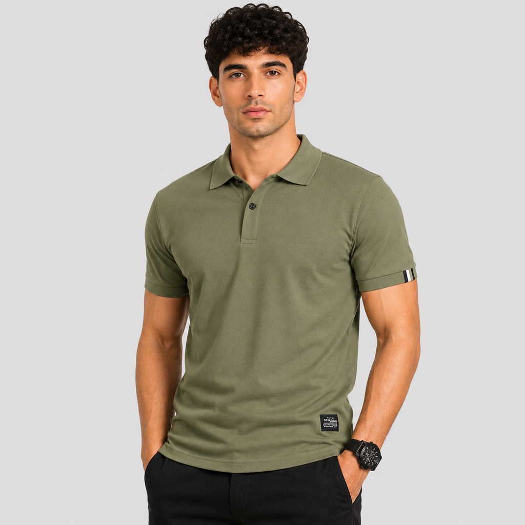 Herre Poloshirt i Bomuldsblanding – Slim Fit, Stretchmateriale
