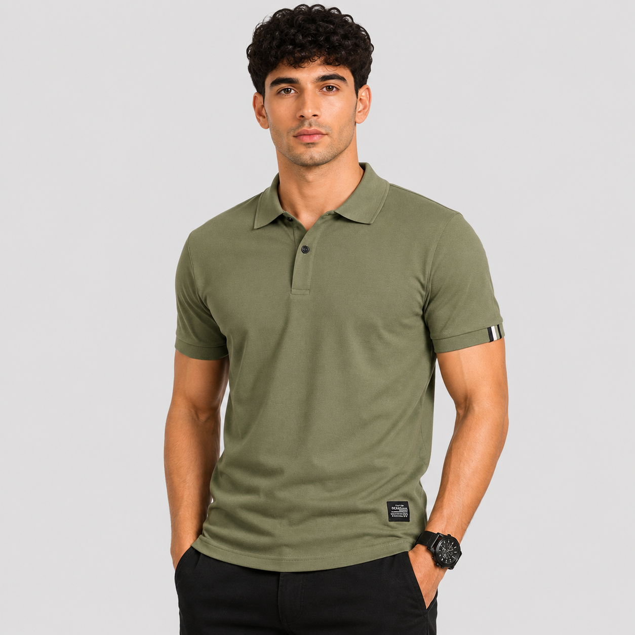 Herre Poloshirt i Bomuldsblanding – Slim Fit, Stretchmateriale
