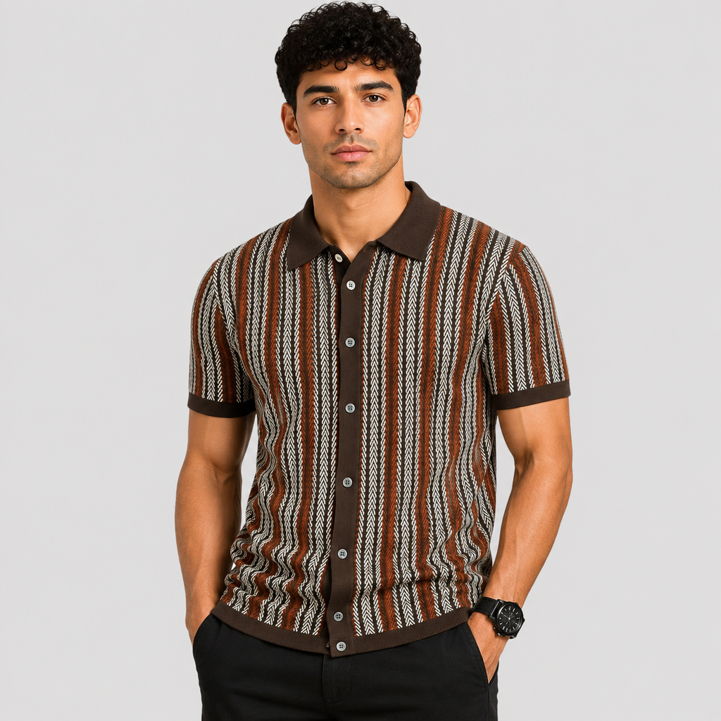 Herre Polo – Regular Fit, Chevronmønster