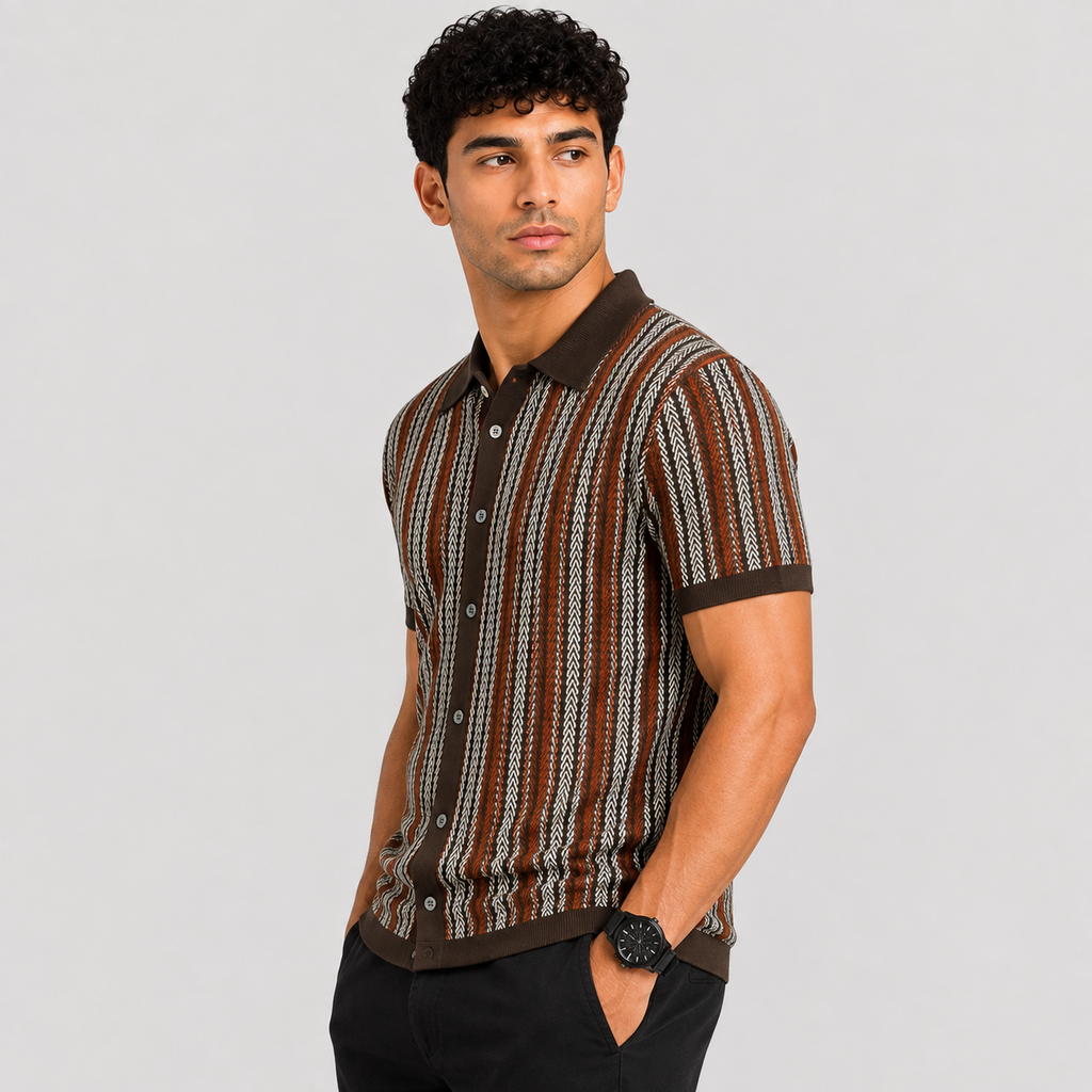 Herre Polo – Regular Fit, Chevronmønster