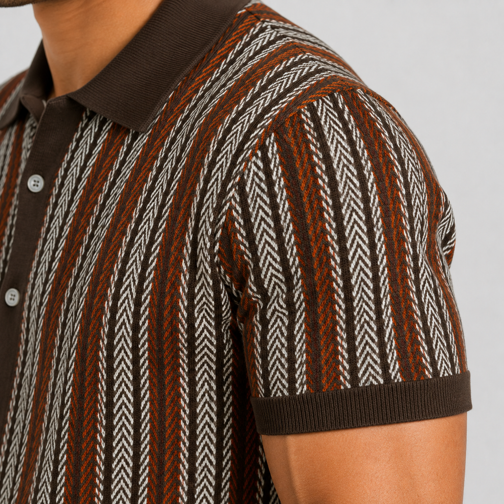 Herre Polo – Regular Fit, Chevronmønster