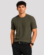 Herre Ribbet T-Shirt – Bomuldsblanding, Kort Ærme