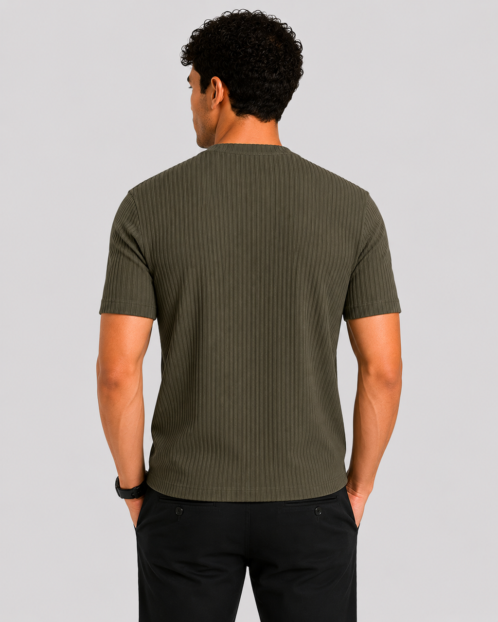 Herre Ribbet T-Shirt – Bomuldsblanding, Kort Ærme