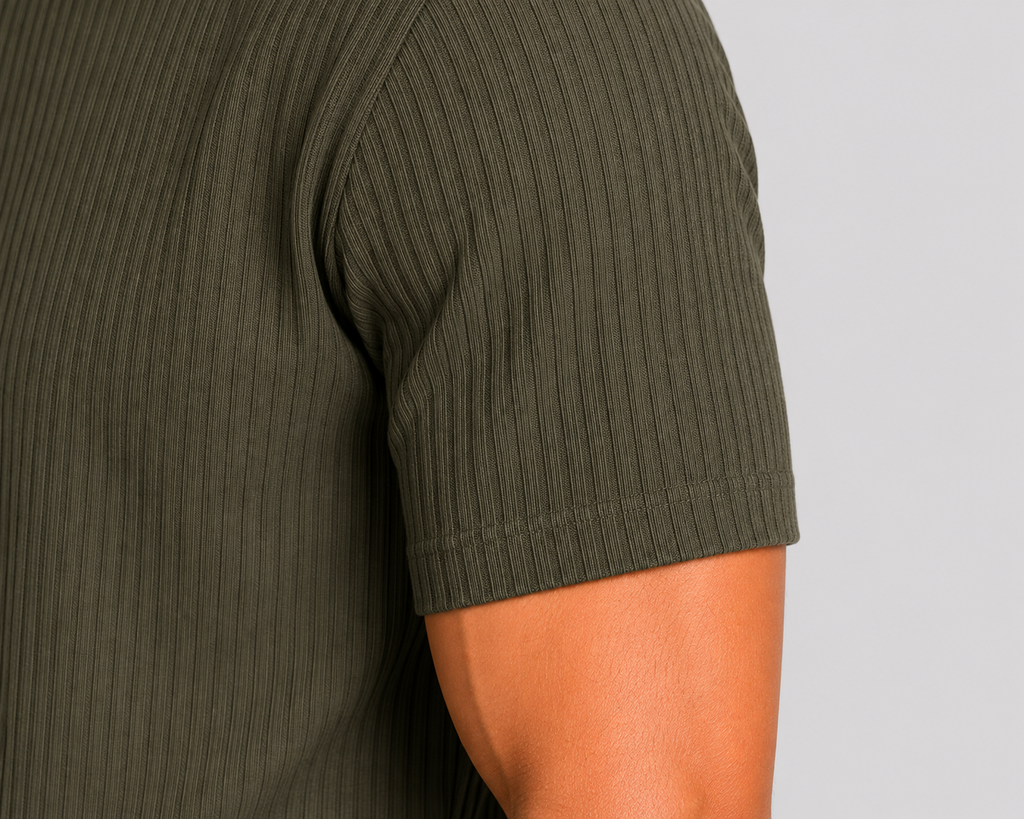 Herre Ribbet T-Shirt – Bomuldsblanding, Kort Ærme