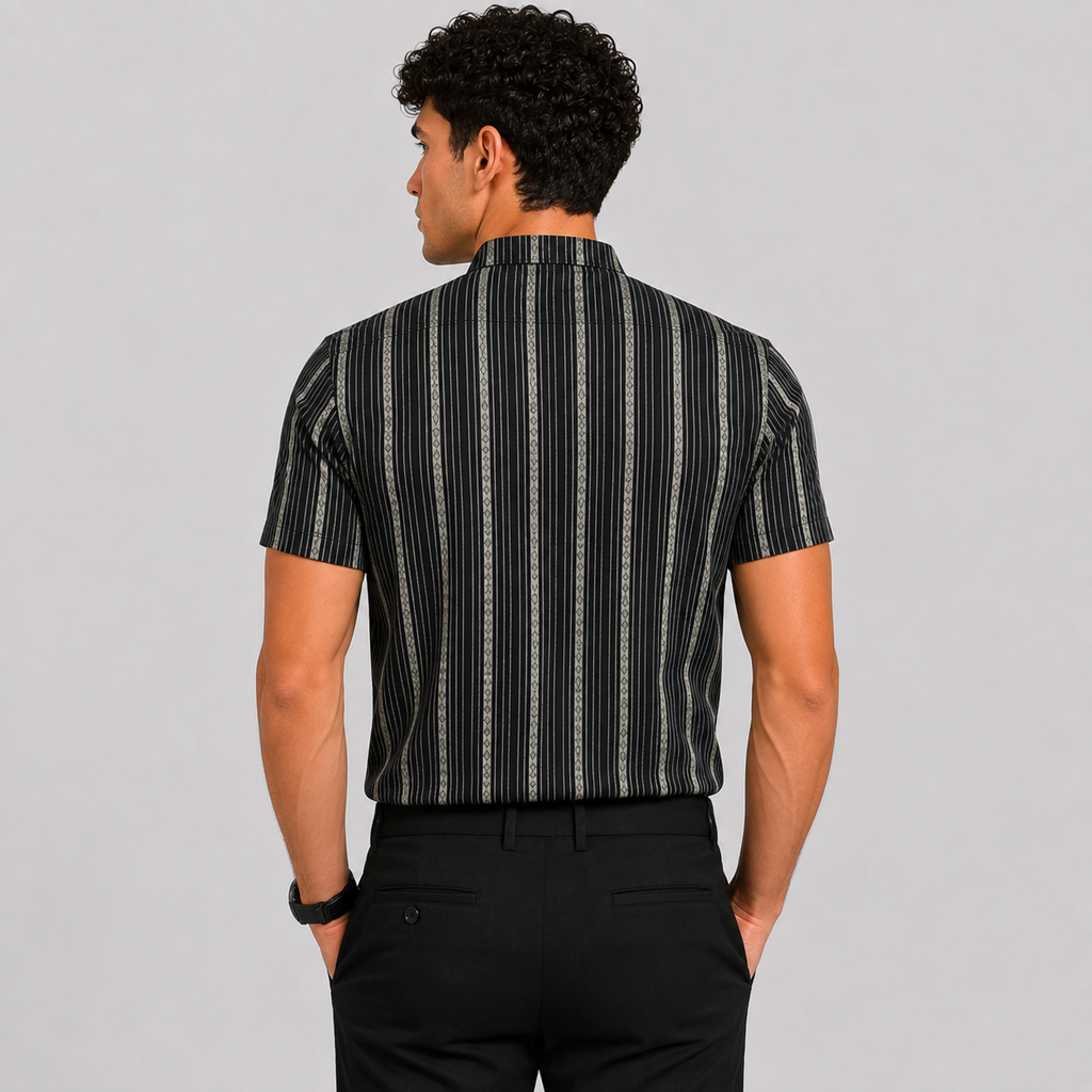 Herre Stribet Skjorte – Bomuldsblanding, Smart Casual