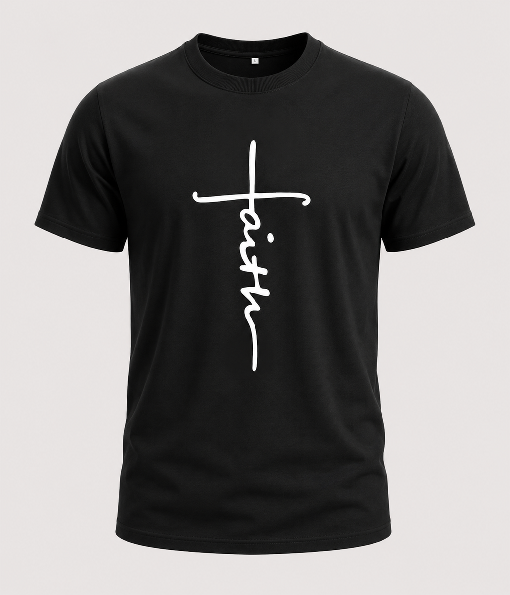 Herre T-Shirt Med Korsmotiv – Relaxed Fit, Kort Ærme