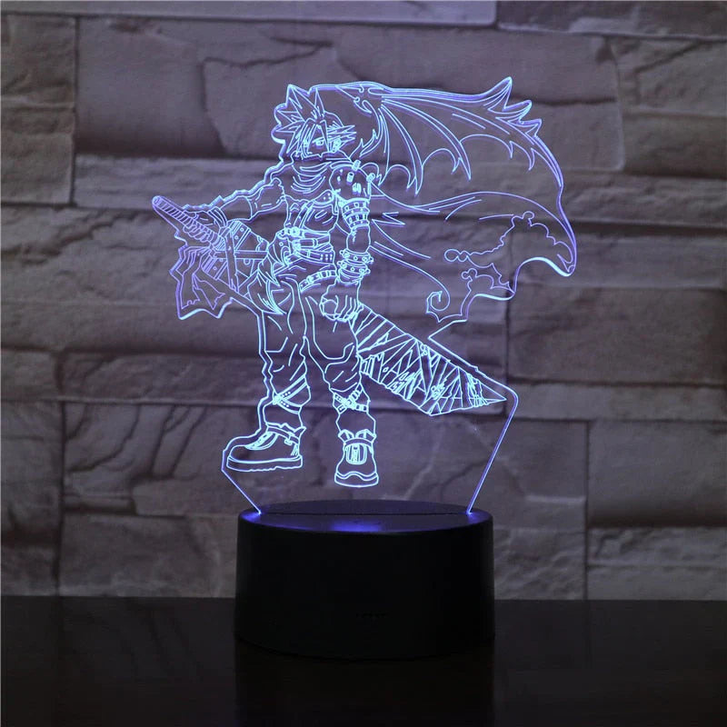3D LED-lampe med touch-kontrol og 7 farver – USB og batteridrift