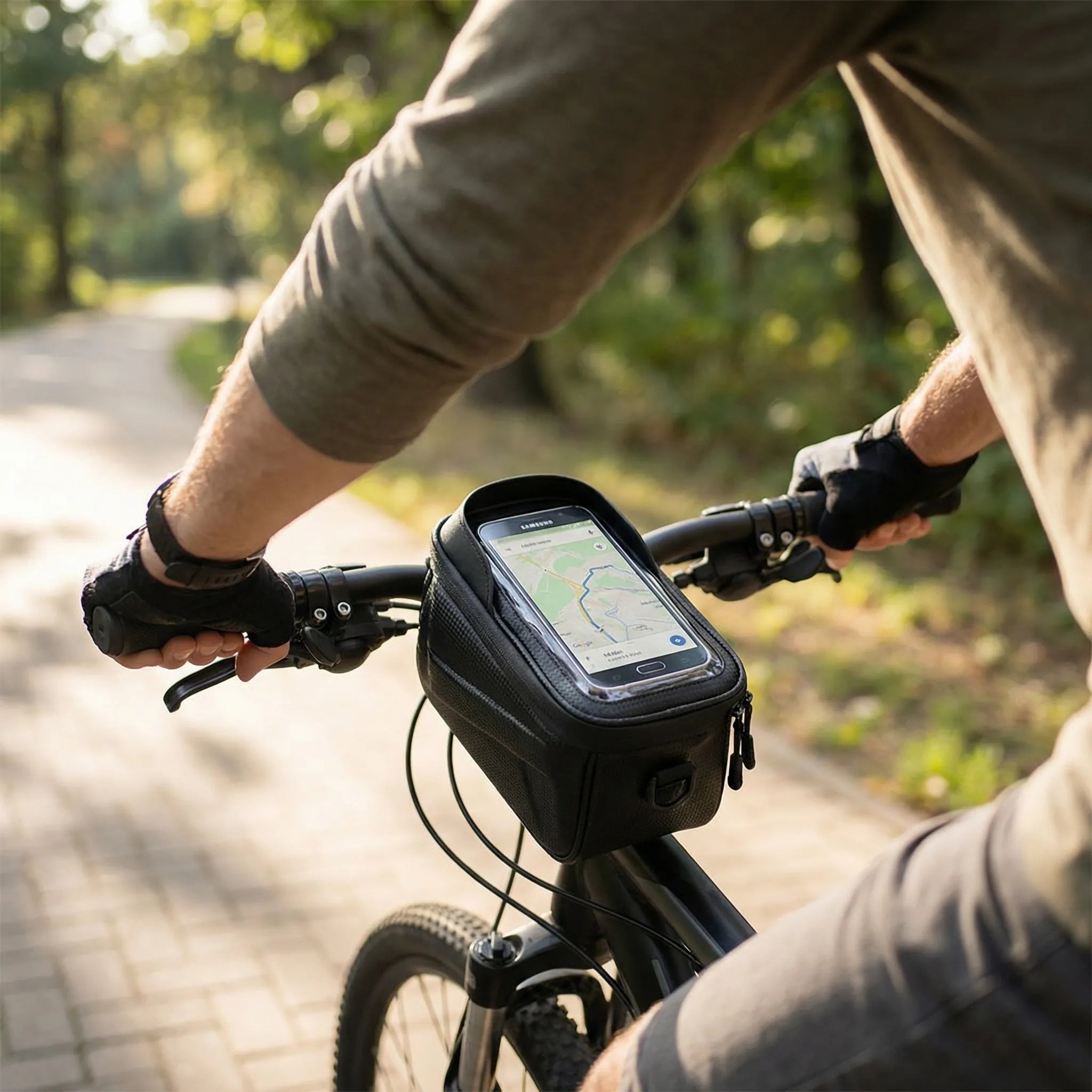 Cykeltaske med touchscreen vindue til styr
