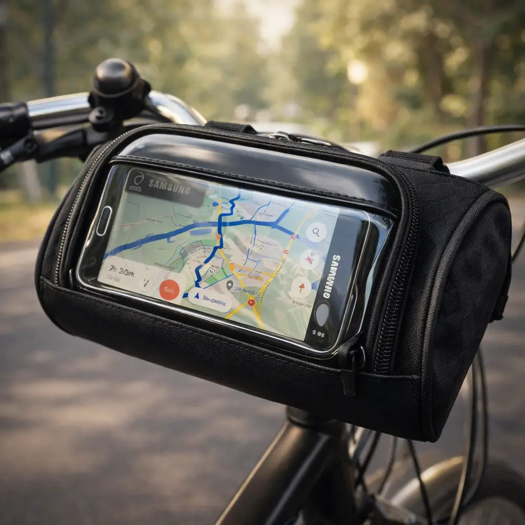 Cykeltaske med touchscreen vindue til styr