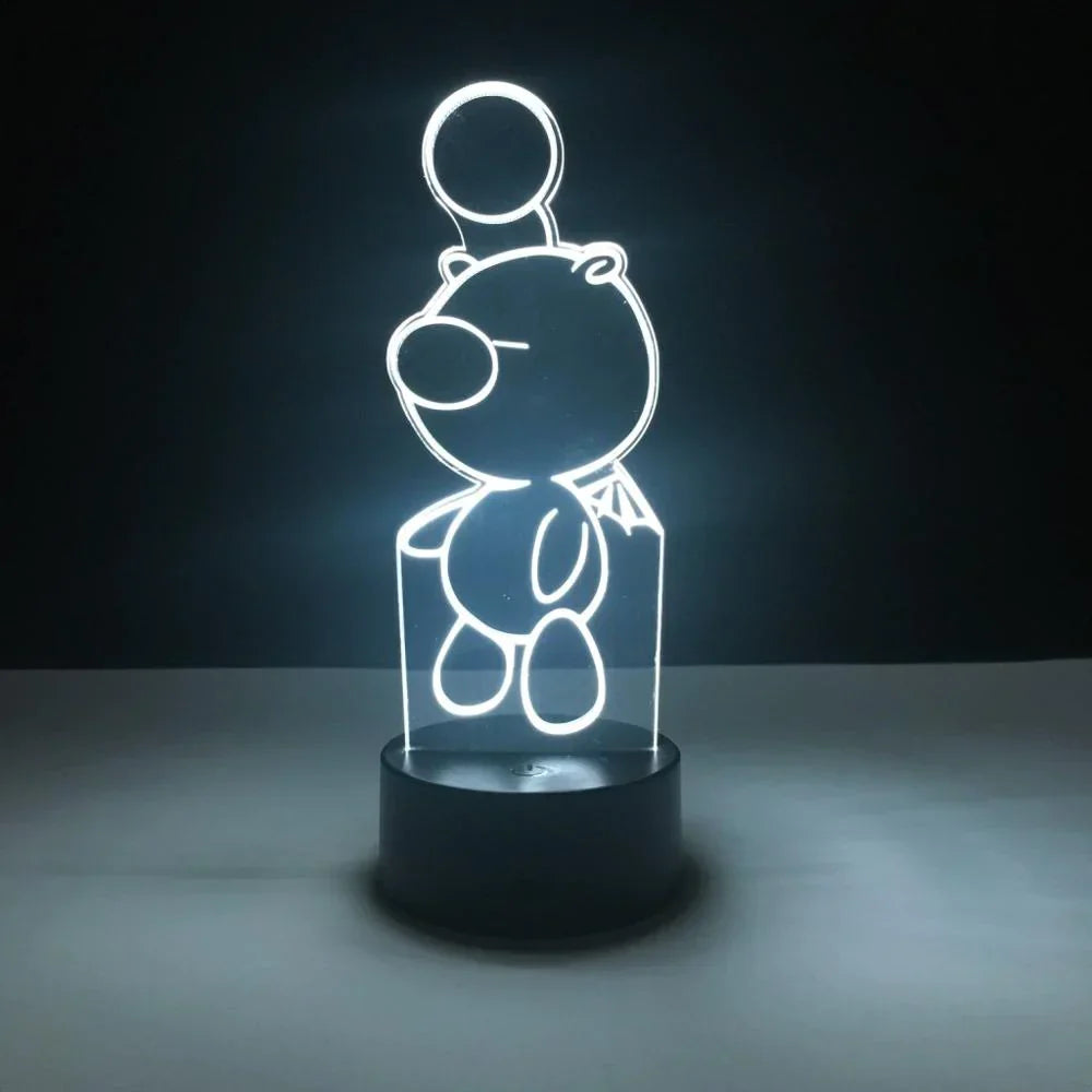 3D LED-lampe med touch-kontrol og 7 farver – USB og batteridrift