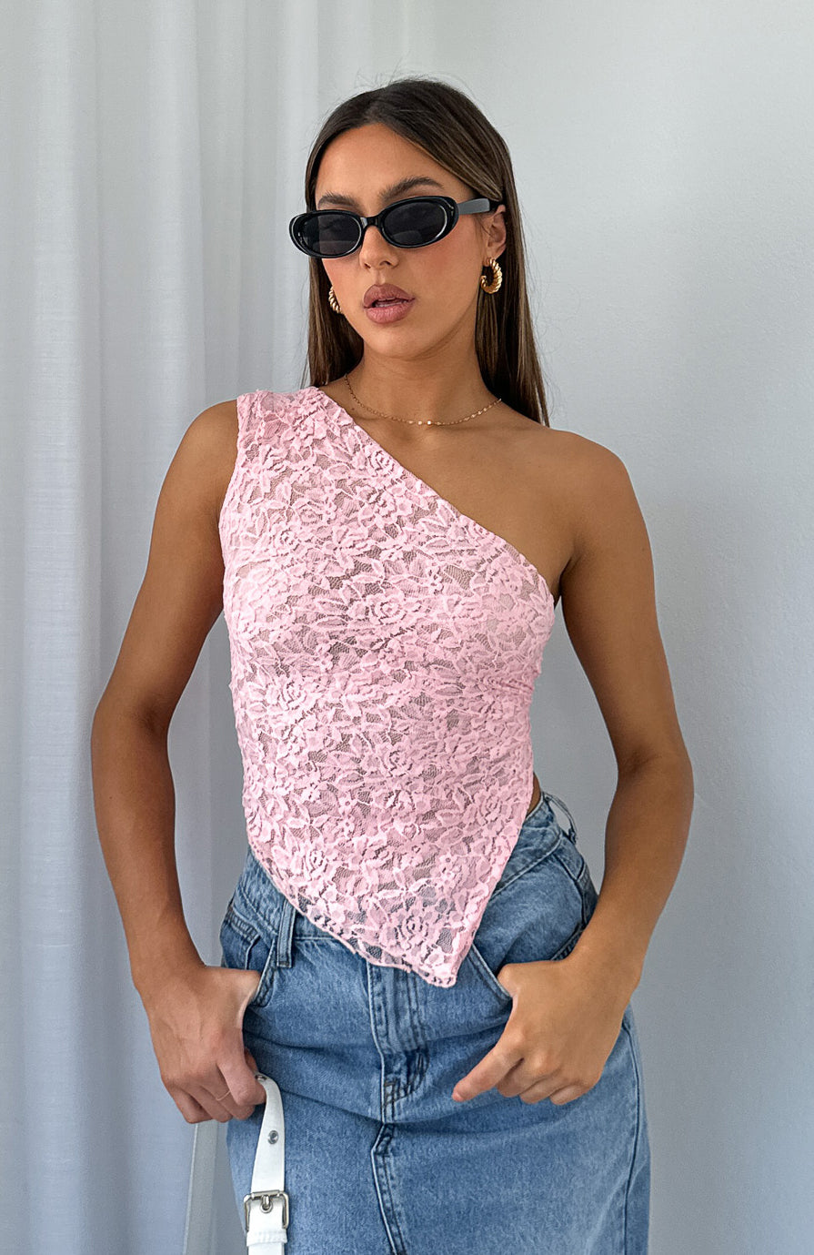Asymmetrisk blonde top én skulder