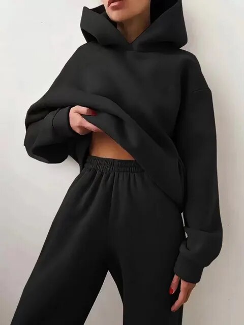 Oversized Sweat Sæt med Hoodie og Bukser