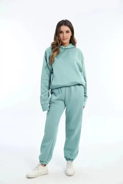 Oversized Sweat Sæt med Hoodie og Bukser