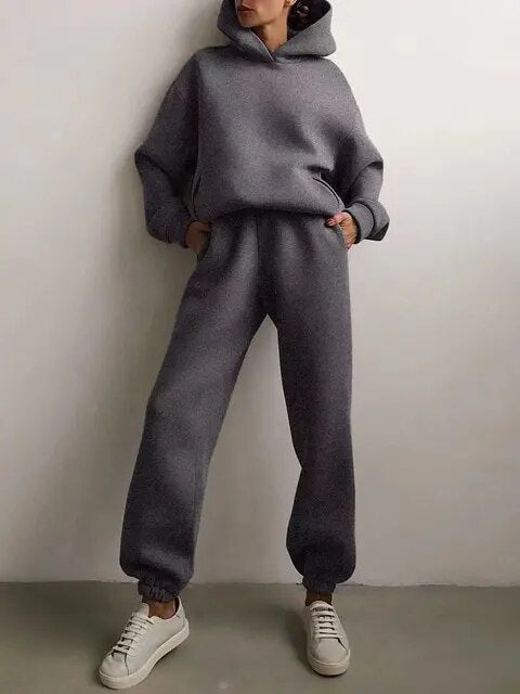 Oversized Sweat Sæt med Hoodie og Bukser