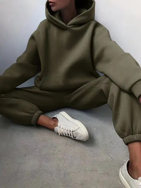 Oversized Sweat Sæt med Hoodie og Bukser