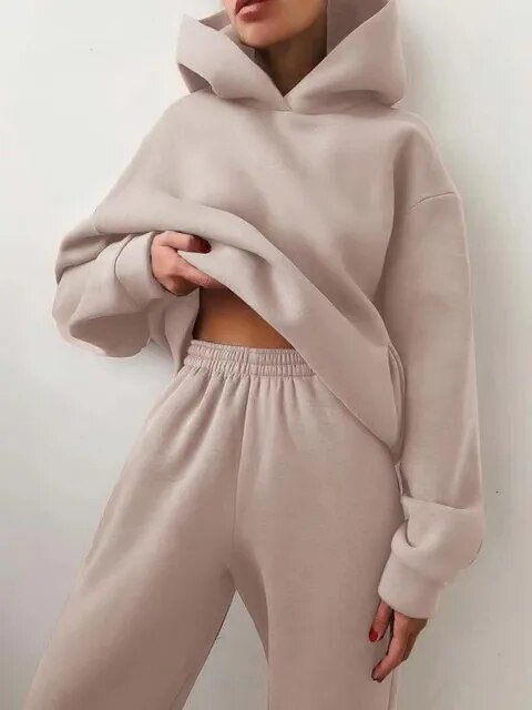 Oversized Sweat Sæt med Hoodie og Bukser