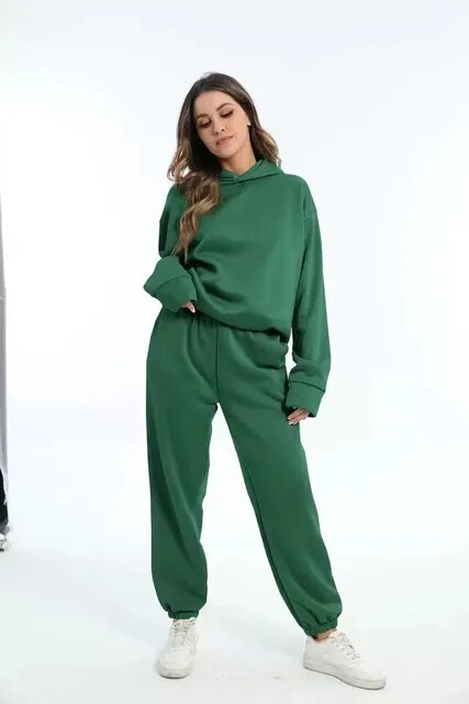 Oversized Sweat Sæt med Hoodie og Bukser