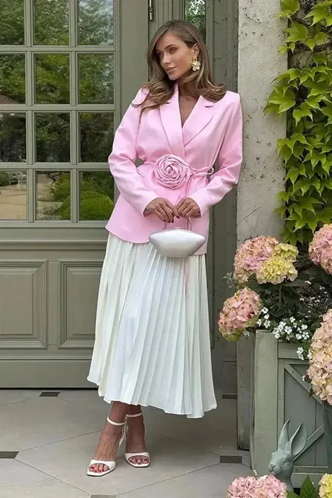 Dame blazer med taljebælte elegant pasform