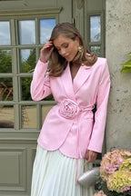 Dame blazer med taljebælte elegant pasform