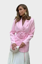 Dame blazer med taljebælte elegant pasform