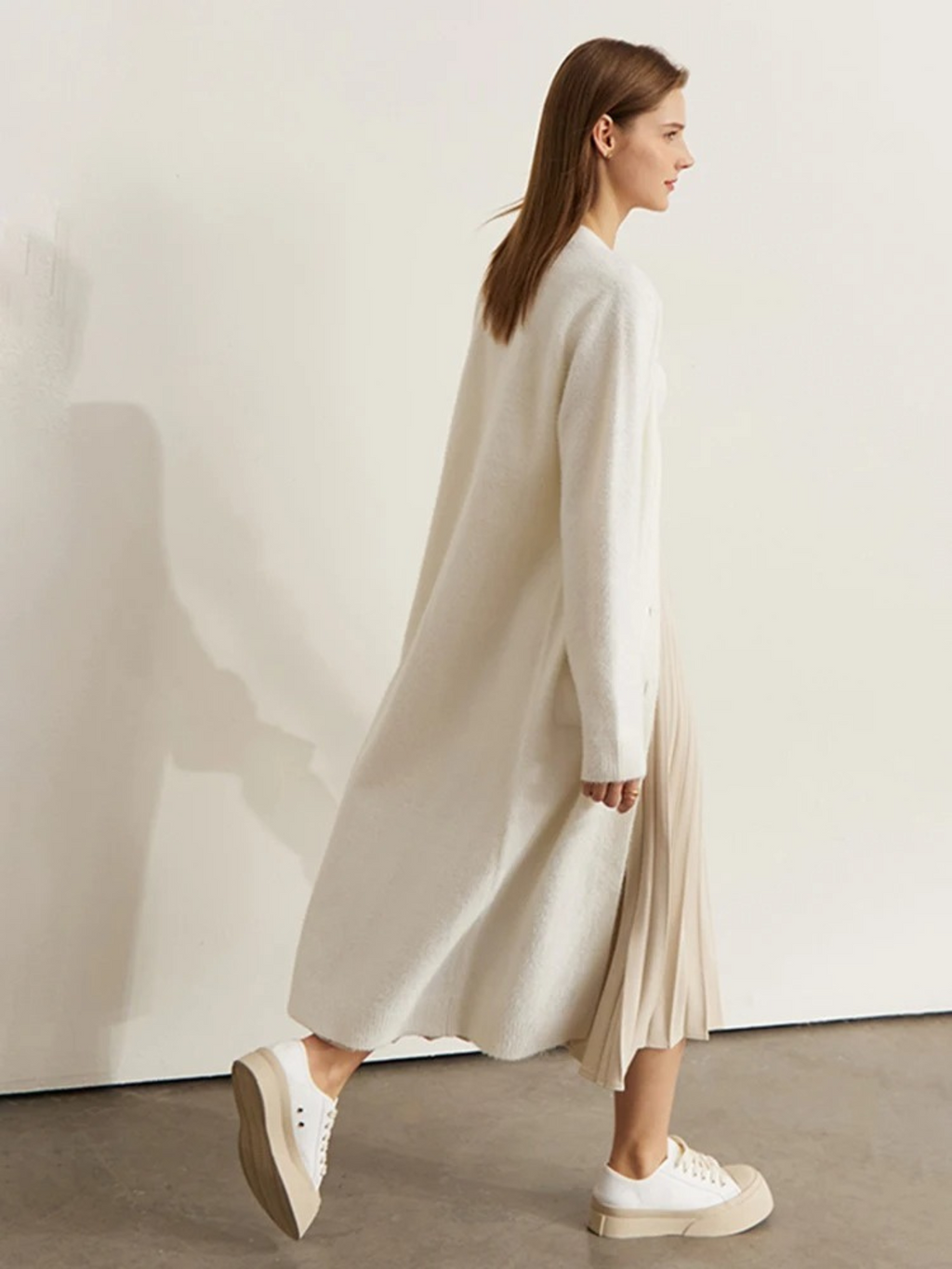Langstrikket Cardigan med Knapper