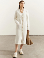Langstrikket Cardigan med Knapper