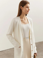 Langstrikket Cardigan med Knapper