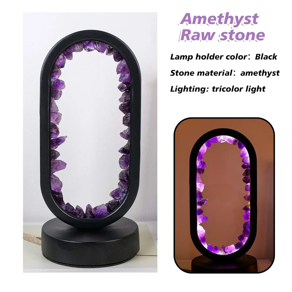 AmethystAura ametystlampe – håndlavet, indendørs brug