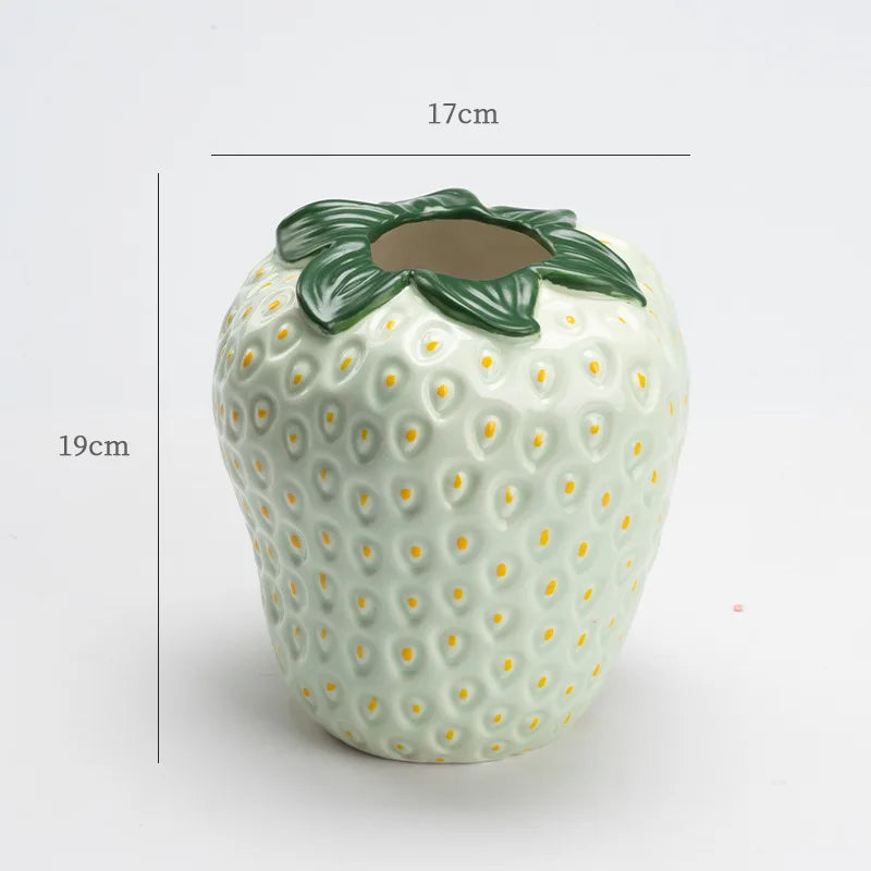 BerryCharm Keramikjordbærvase | Vase til Blomster og Dekoration