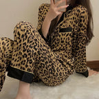 Pyjamassæt til kvinder – leopardmønster – til hjemmebrug