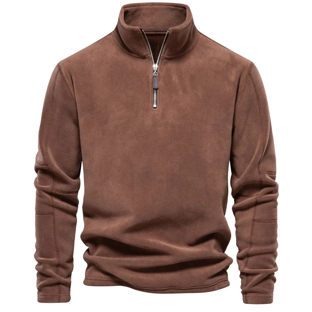 Fleece sweatshirt – med høj krave og justerbar talje – til daglig brug