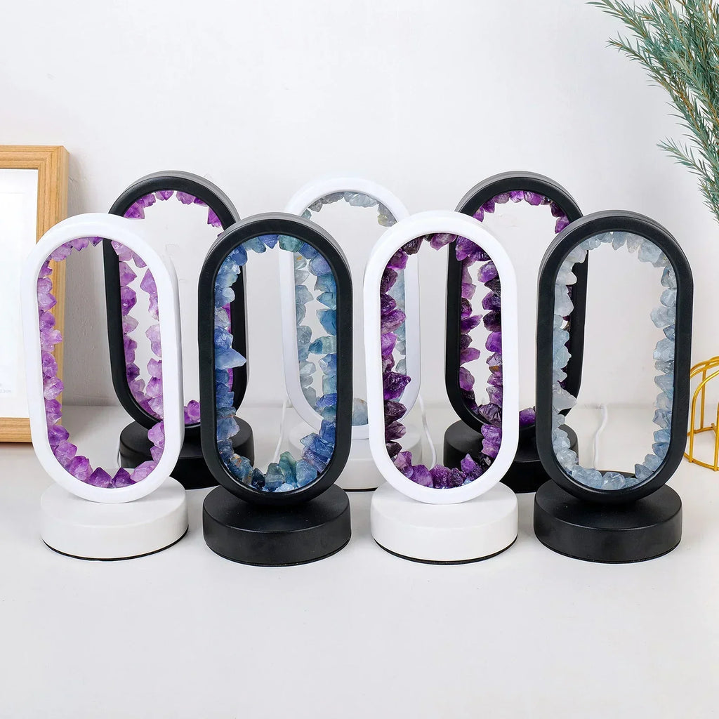AmethystAura ametystlampe – håndlavet, indendørs brug