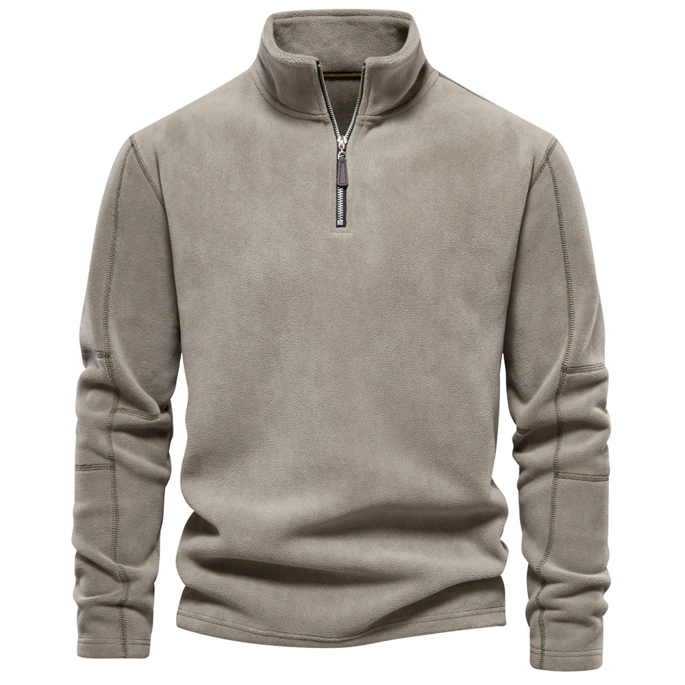 Fleece sweatshirt – med høj krave og justerbar talje – til daglig brug