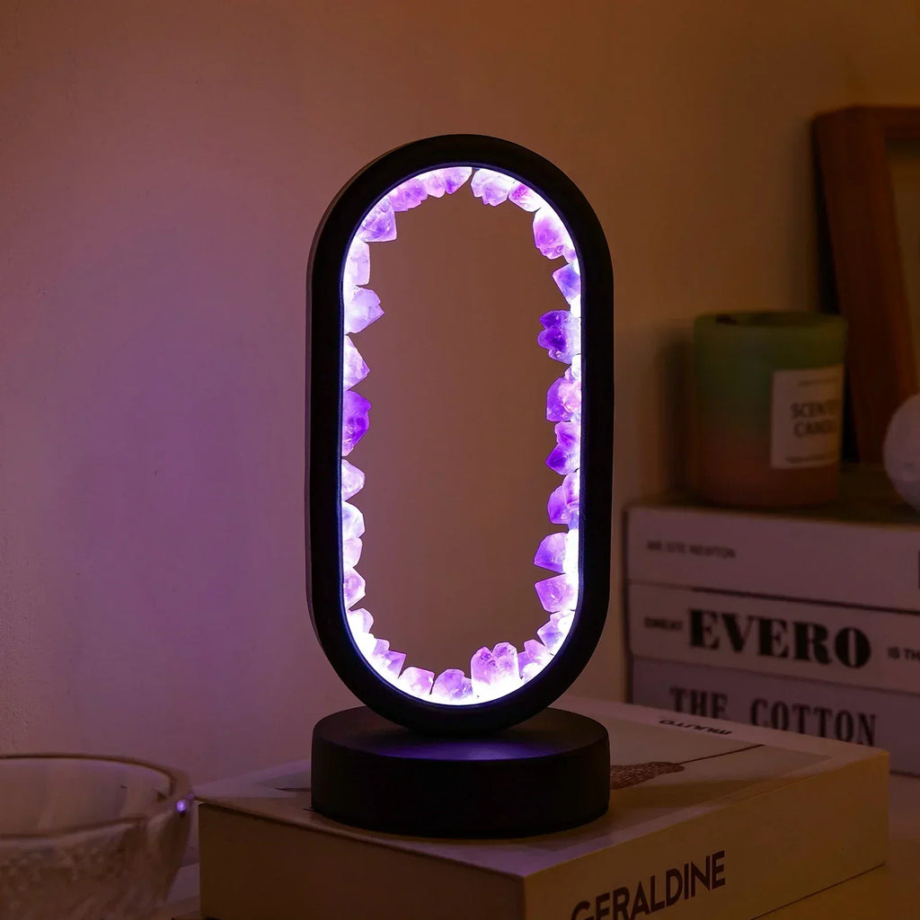 AmethystAura ametystlampe – håndlavet, indendørs brug