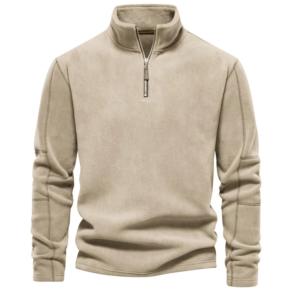 Fleece sweatshirt – med høj krave og justerbar talje – til daglig brug