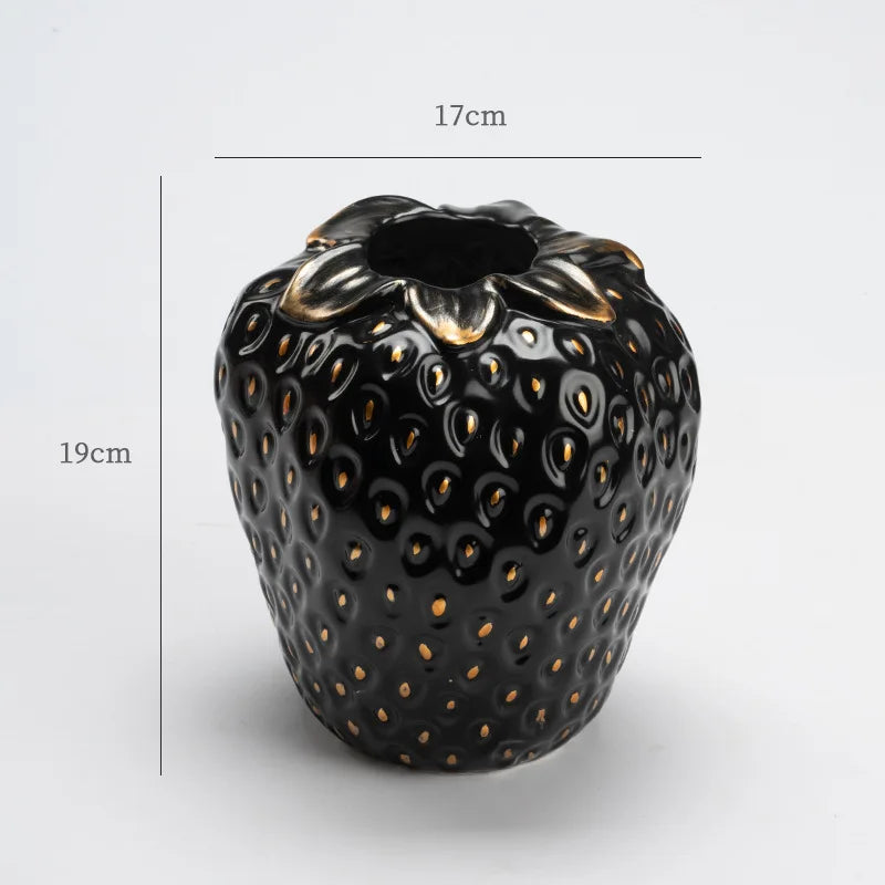 BerryCharm Keramikjordbærvase | Vase til Blomster og Dekoration