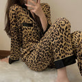 Pyjamassæt til kvinder – leopardmønster – til hjemmebrug