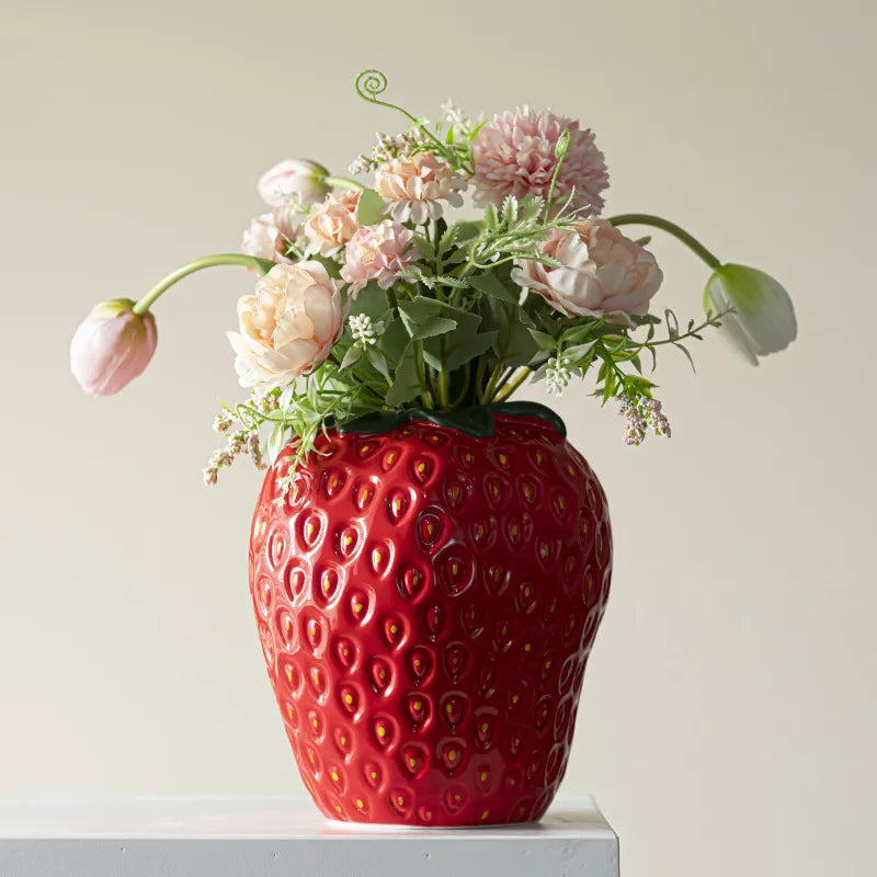 BerryCharm Keramikjordbærvase | Vase til Blomster og Dekoration
