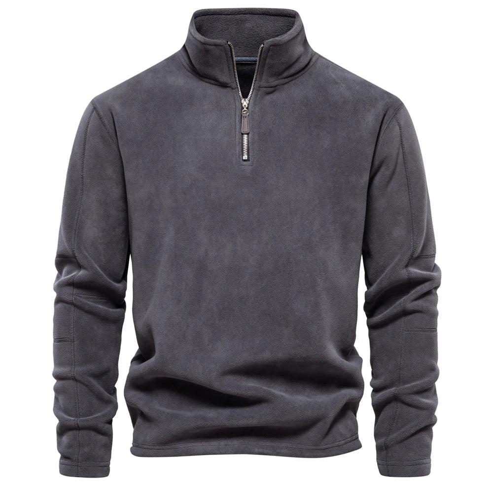 Fleece sweatshirt – med høj krave og justerbar talje – til daglig brug