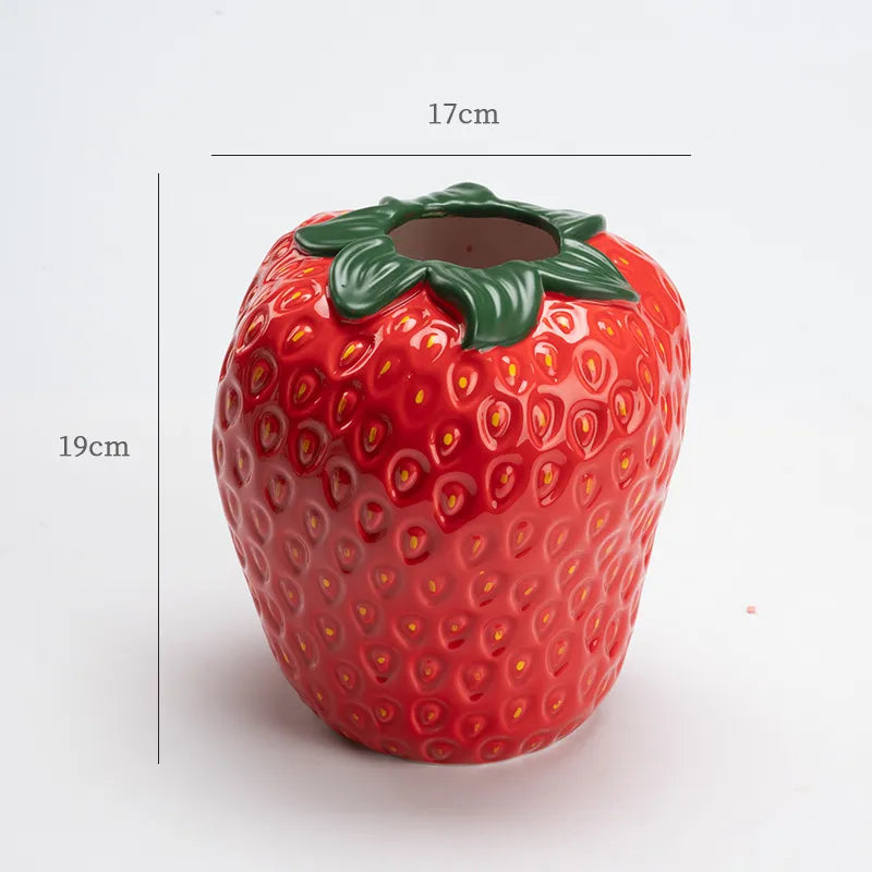 BerryCharm Keramikjordbærvase | Vase til Blomster og Dekoration