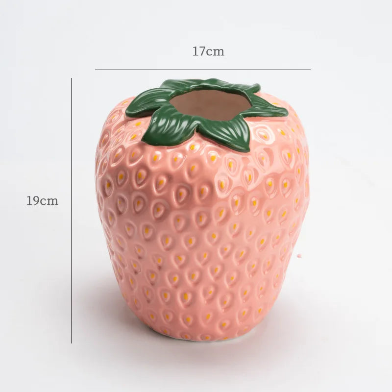 BerryCharm Keramikjordbærvase | Vase til Blomster og Dekoration