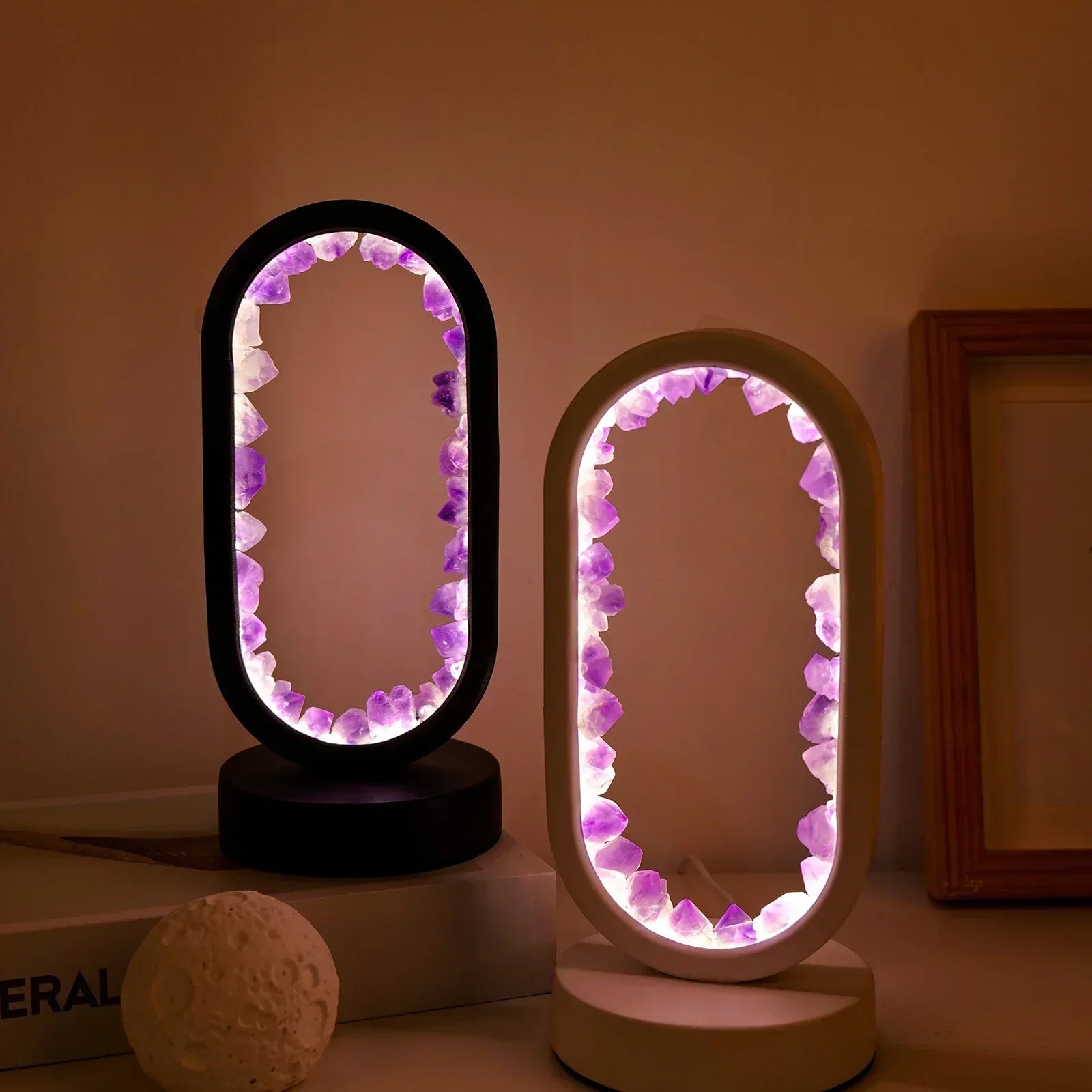 AmethystAura ametystlampe – håndlavet, indendørs brug