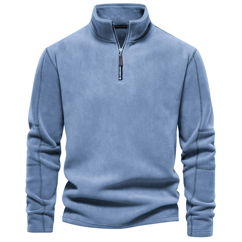 Fleece sweatshirt – med høj krave og justerbar talje – til daglig brug