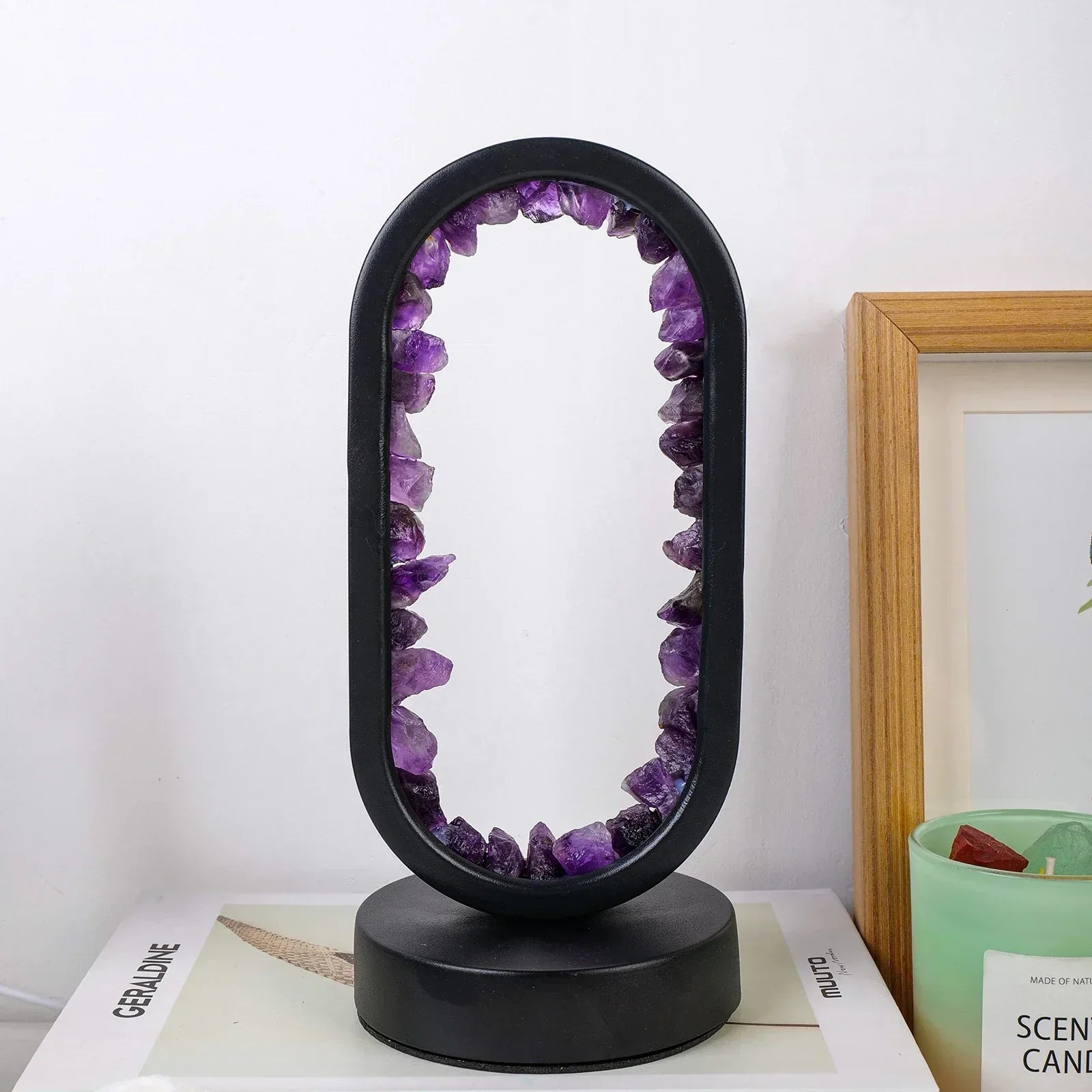 AmethystAura ametystlampe – håndlavet, indendørs brug