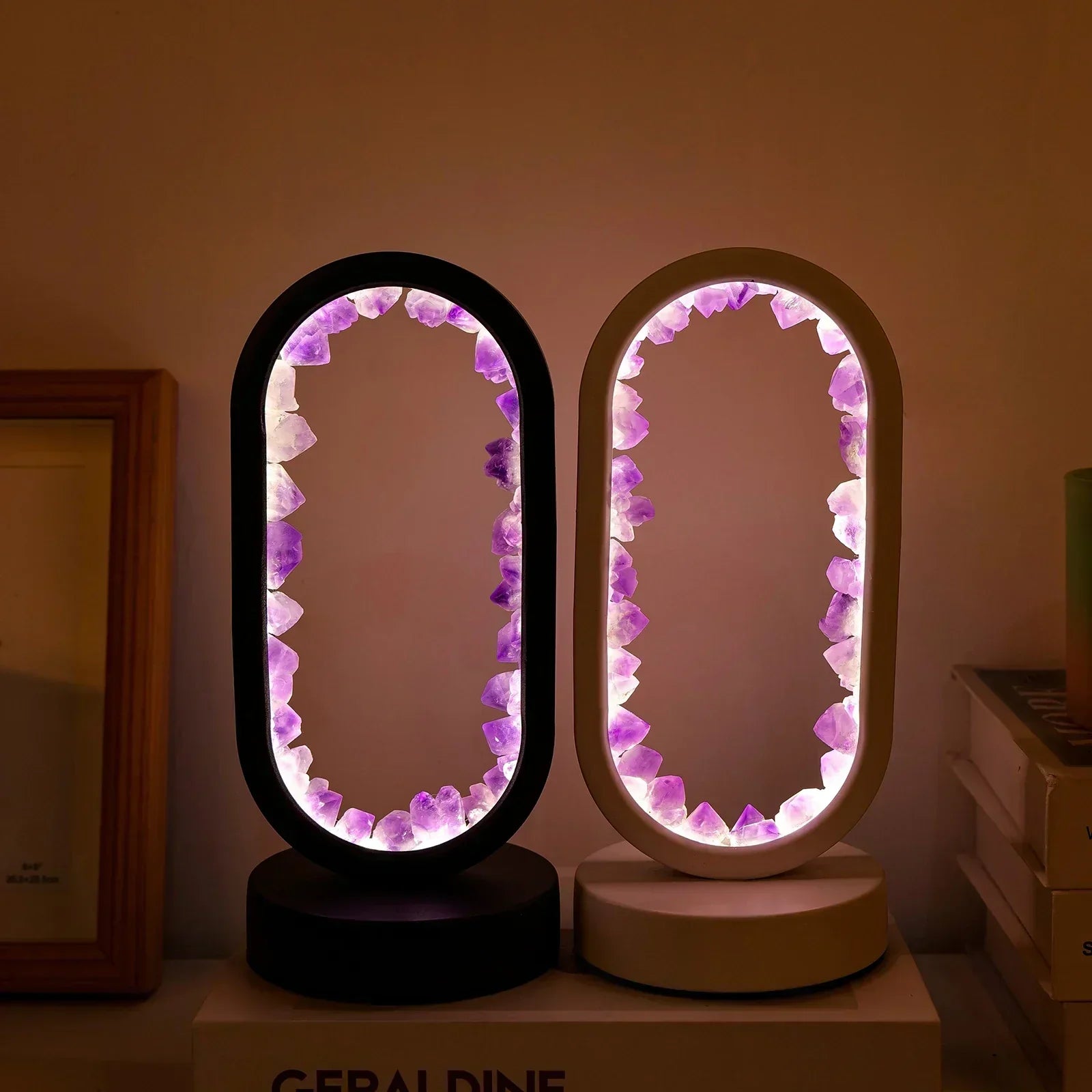 AmethystAura ametystlampe – håndlavet, indendørs brug