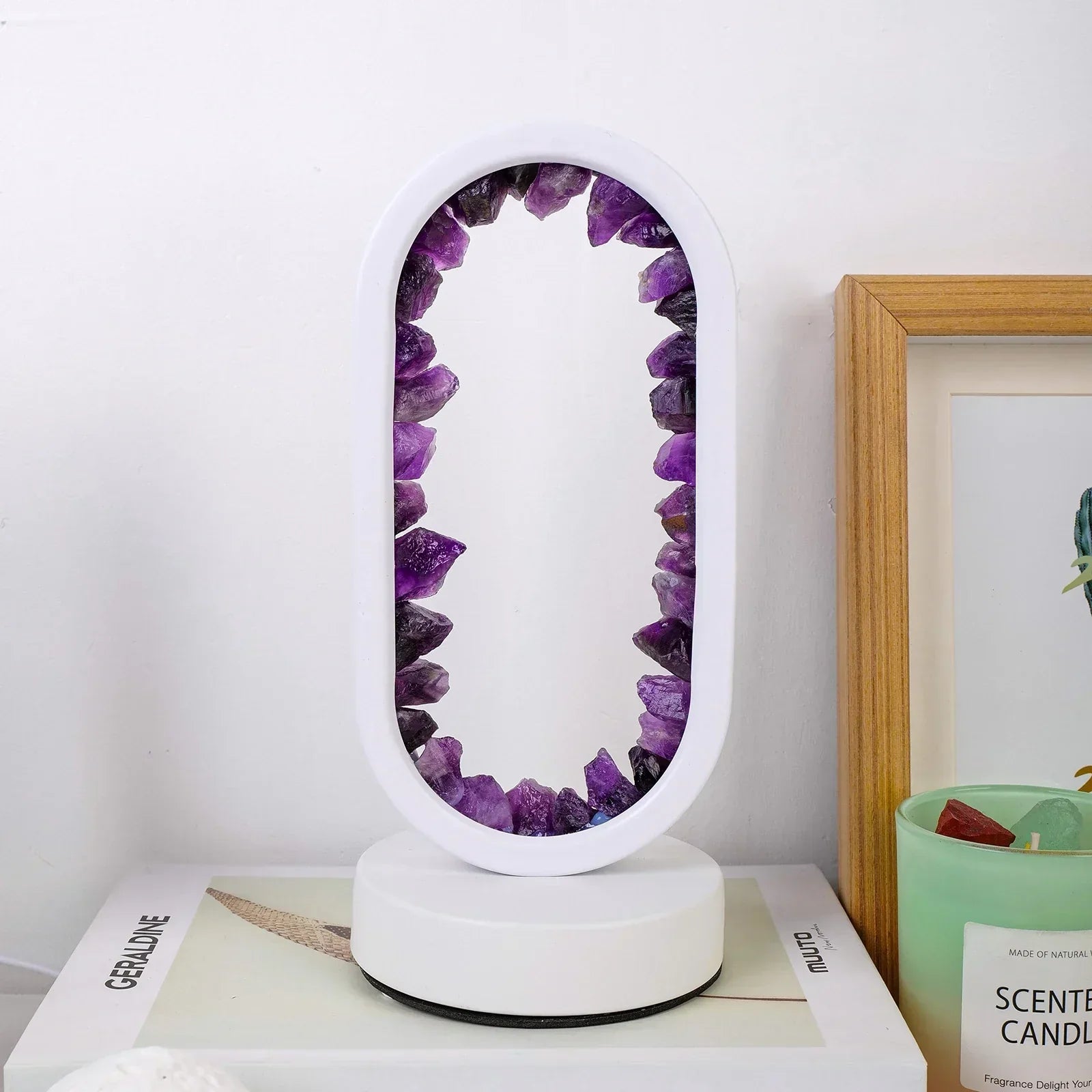 AmethystAura ametystlampe – håndlavet, indendørs brug