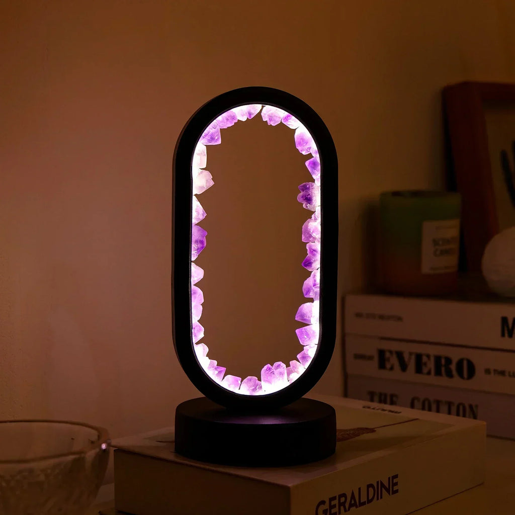 AmethystAura ametystlampe – håndlavet, indendørs brug