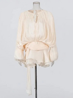 Chiffon mini-jurk – med ballonærmer