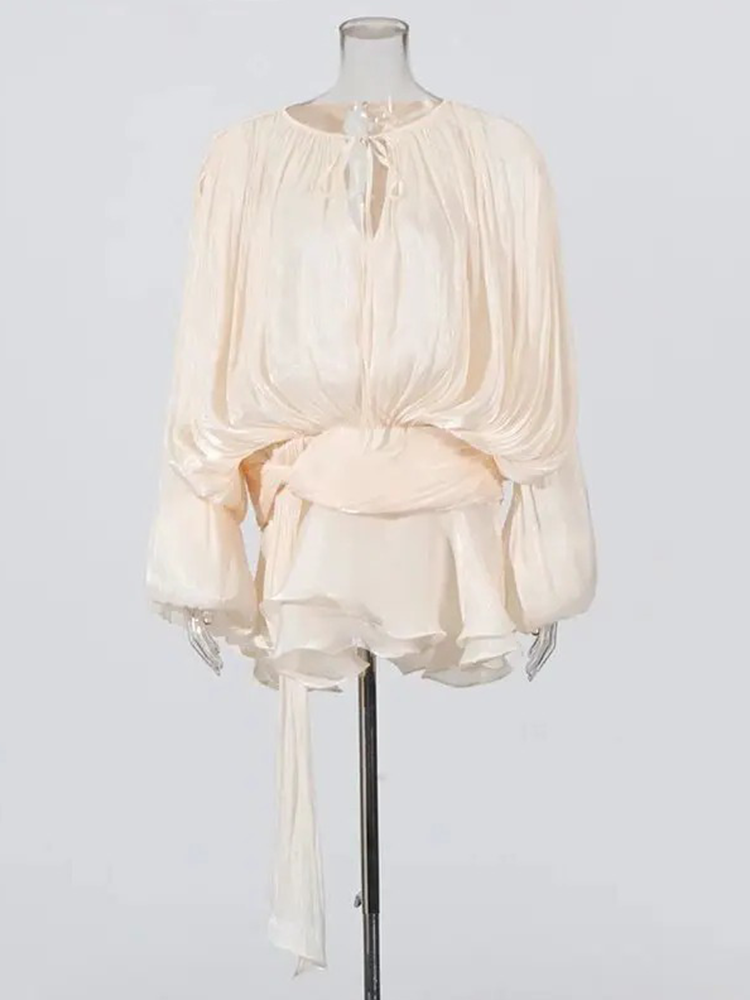 Chiffon mini-jurk – med ballonærmer