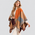 Oversized Ternet Sjal til Damer - Colorblock Vintersjal